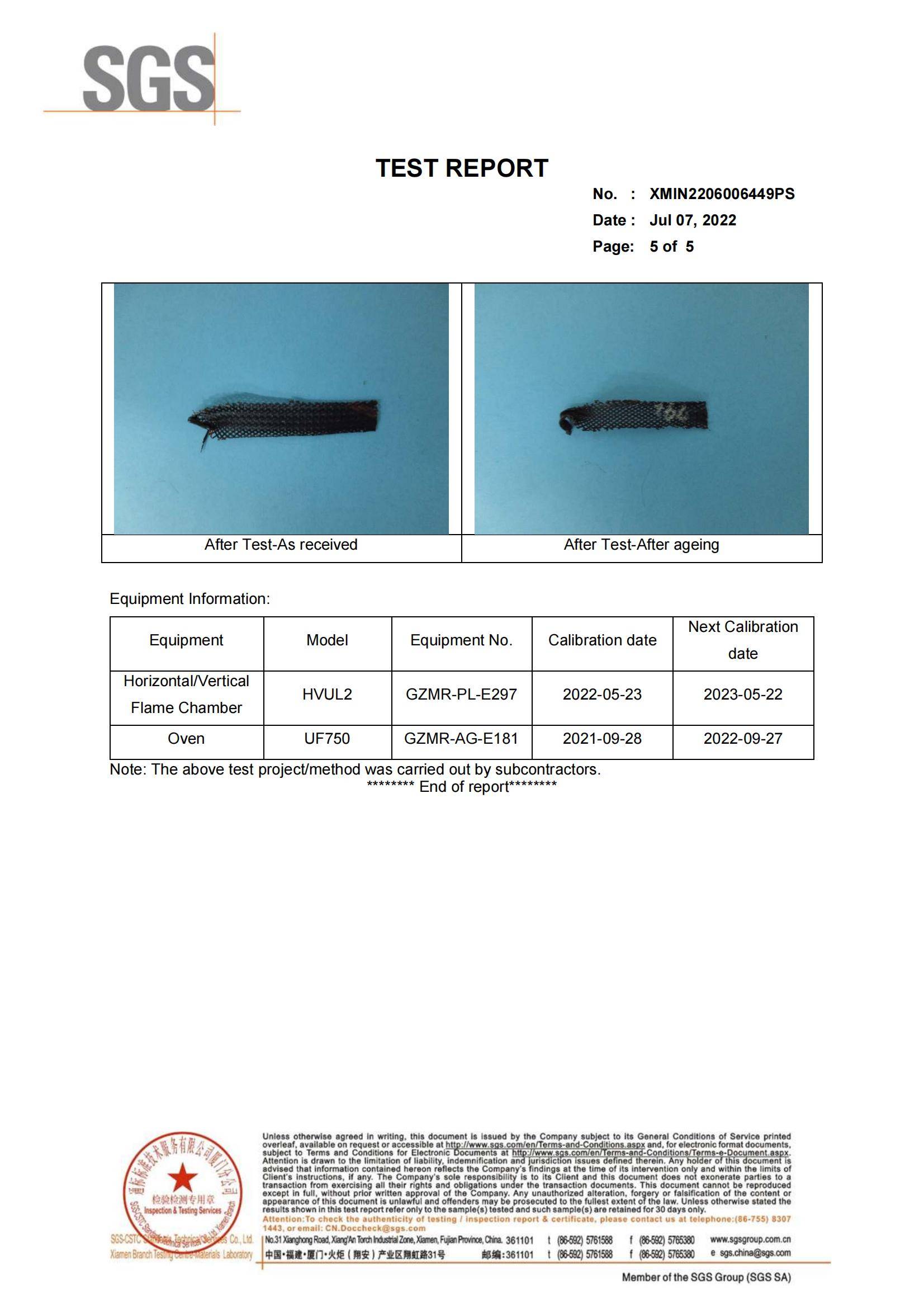 PET Braided Sleeve Flame retardant report