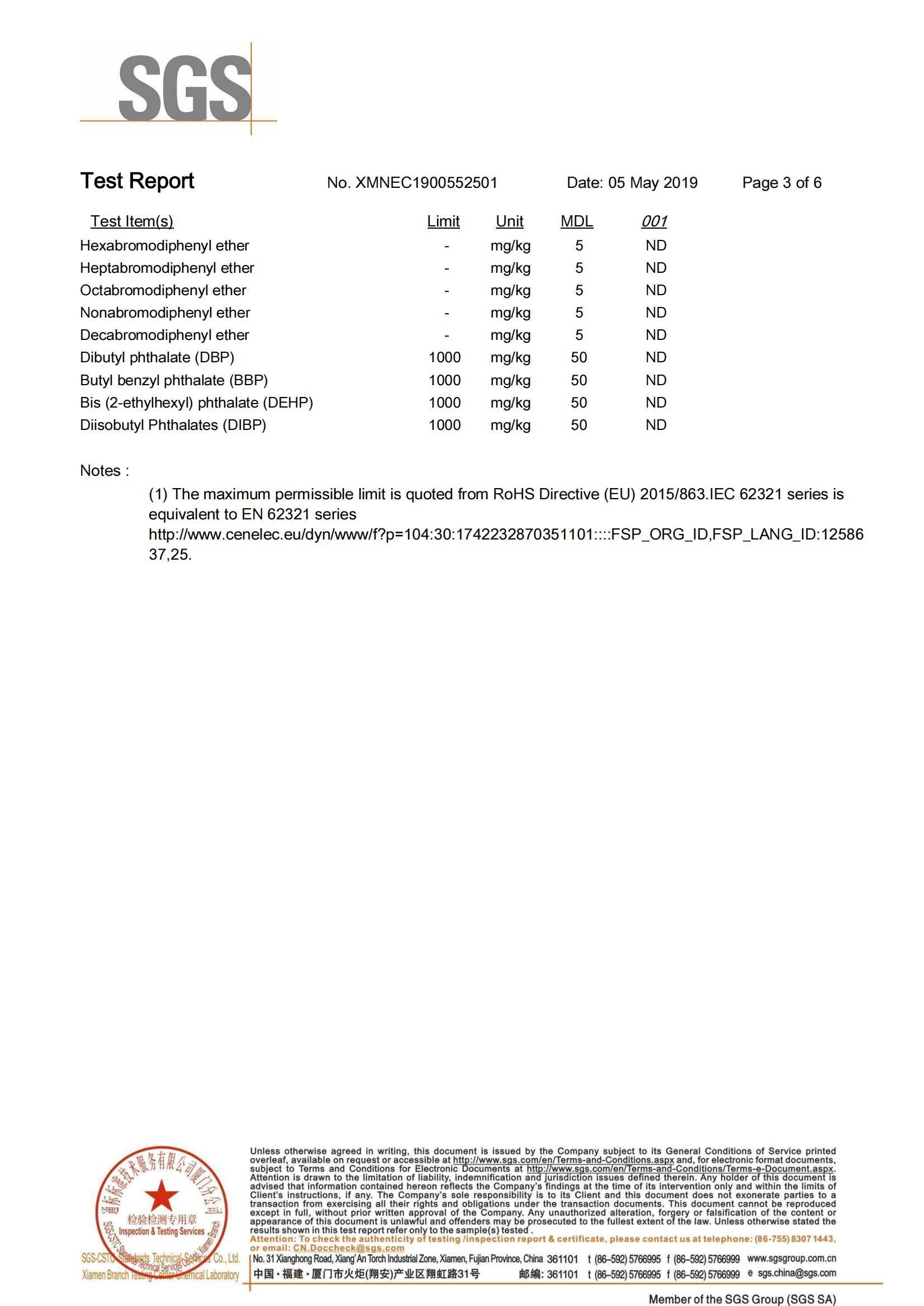 PET Braided Sleeve Rohs report (1)