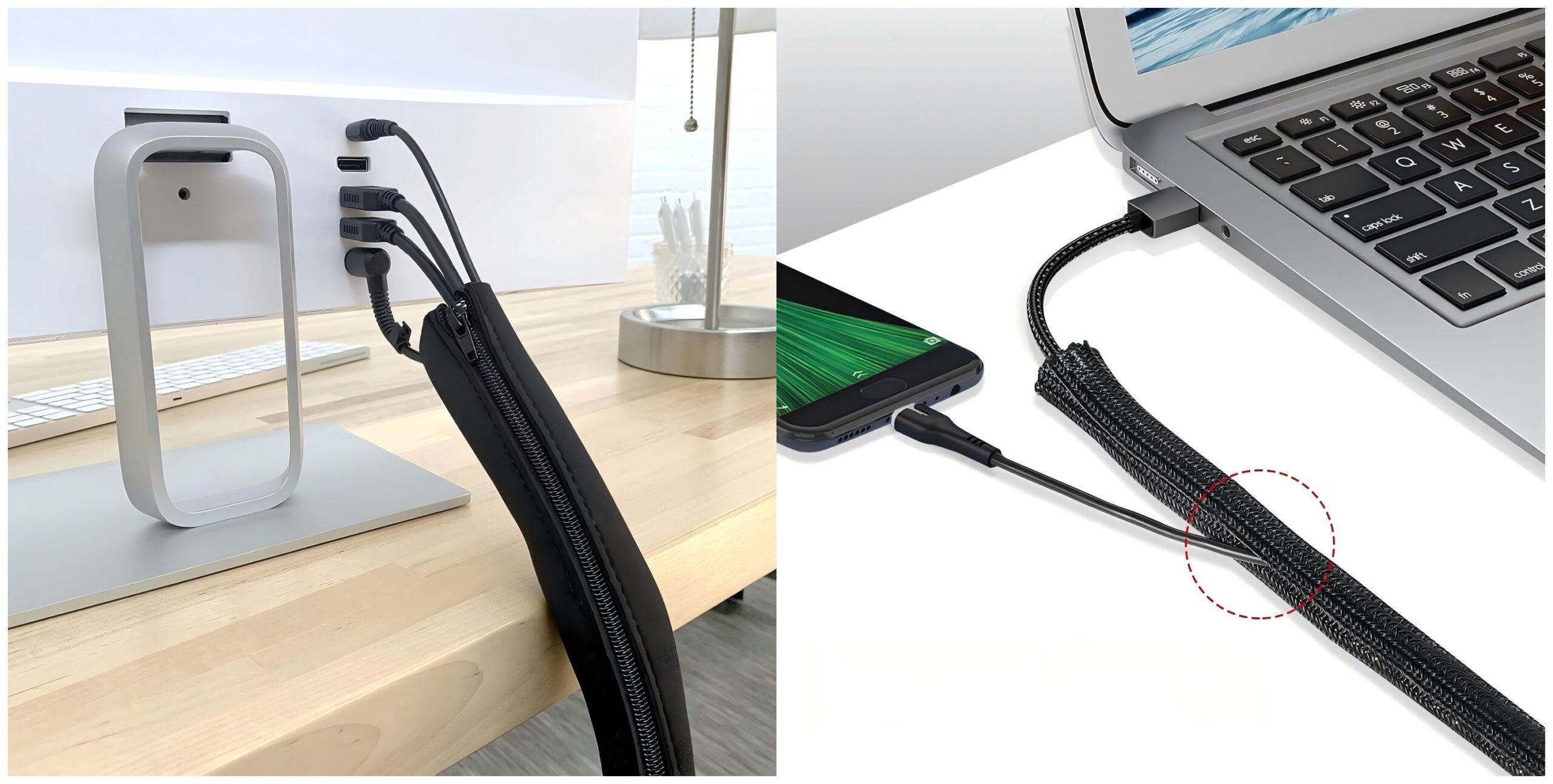 Application of two kinds cable sleeve for office Application of two kinds cable sleeve for office