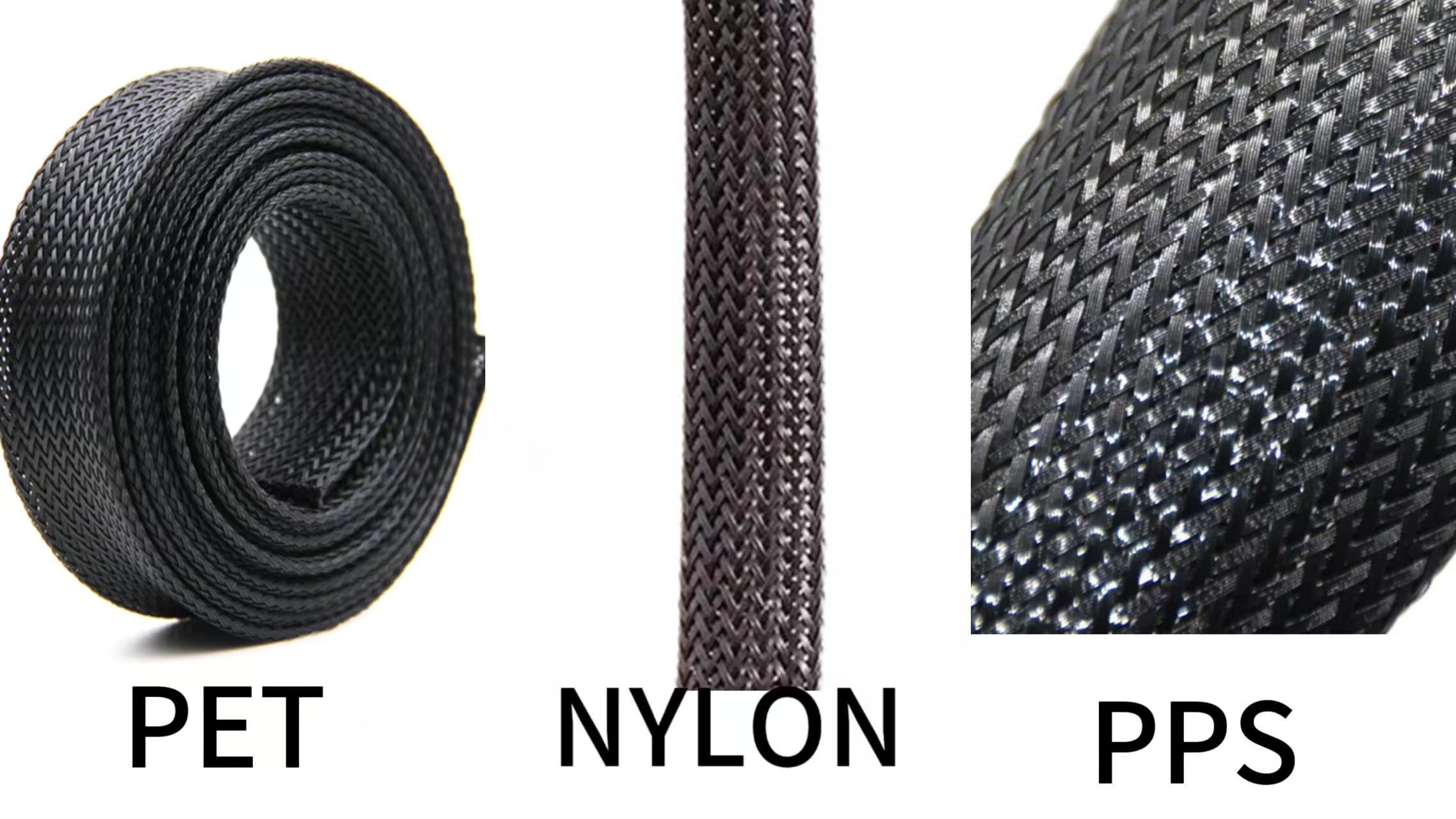 Different types of expandable braided sleeving materials comparison Different types of expandable braided sleeving materials comparison