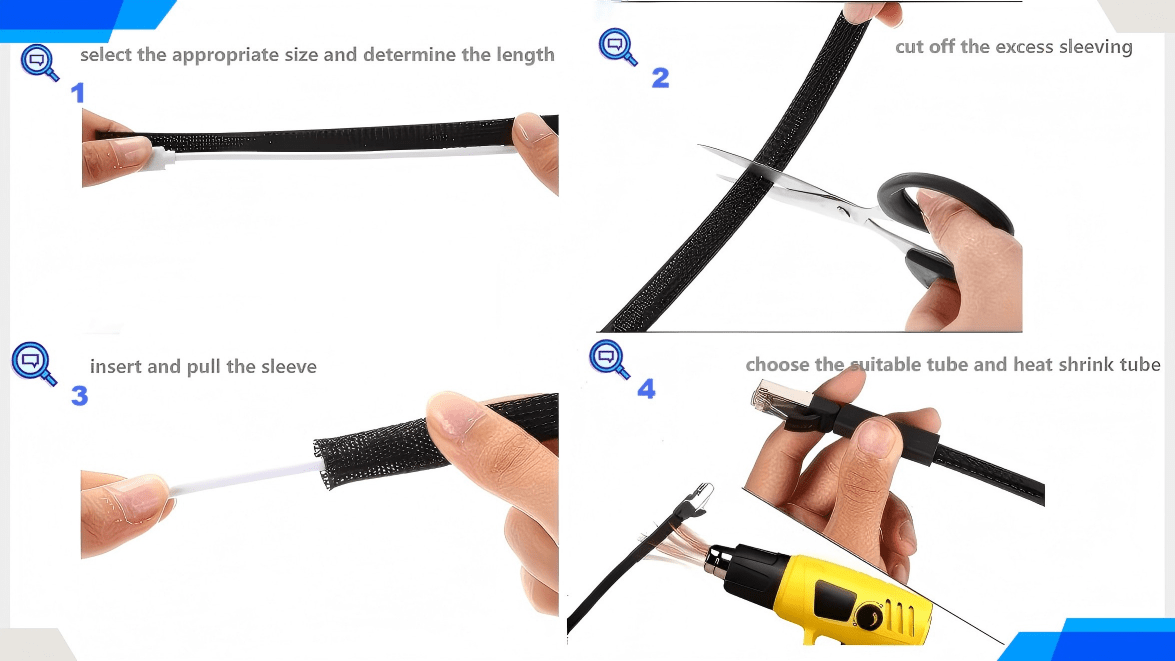 how to use PET braided expendable sleeving how to use PET braided expendable sleeving
