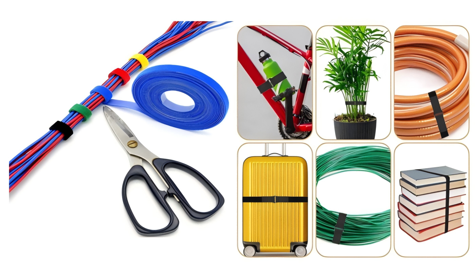 Back-to-back hook and loop and elastic hook and loop Back-to-back hook and loop and elastic hook and loop