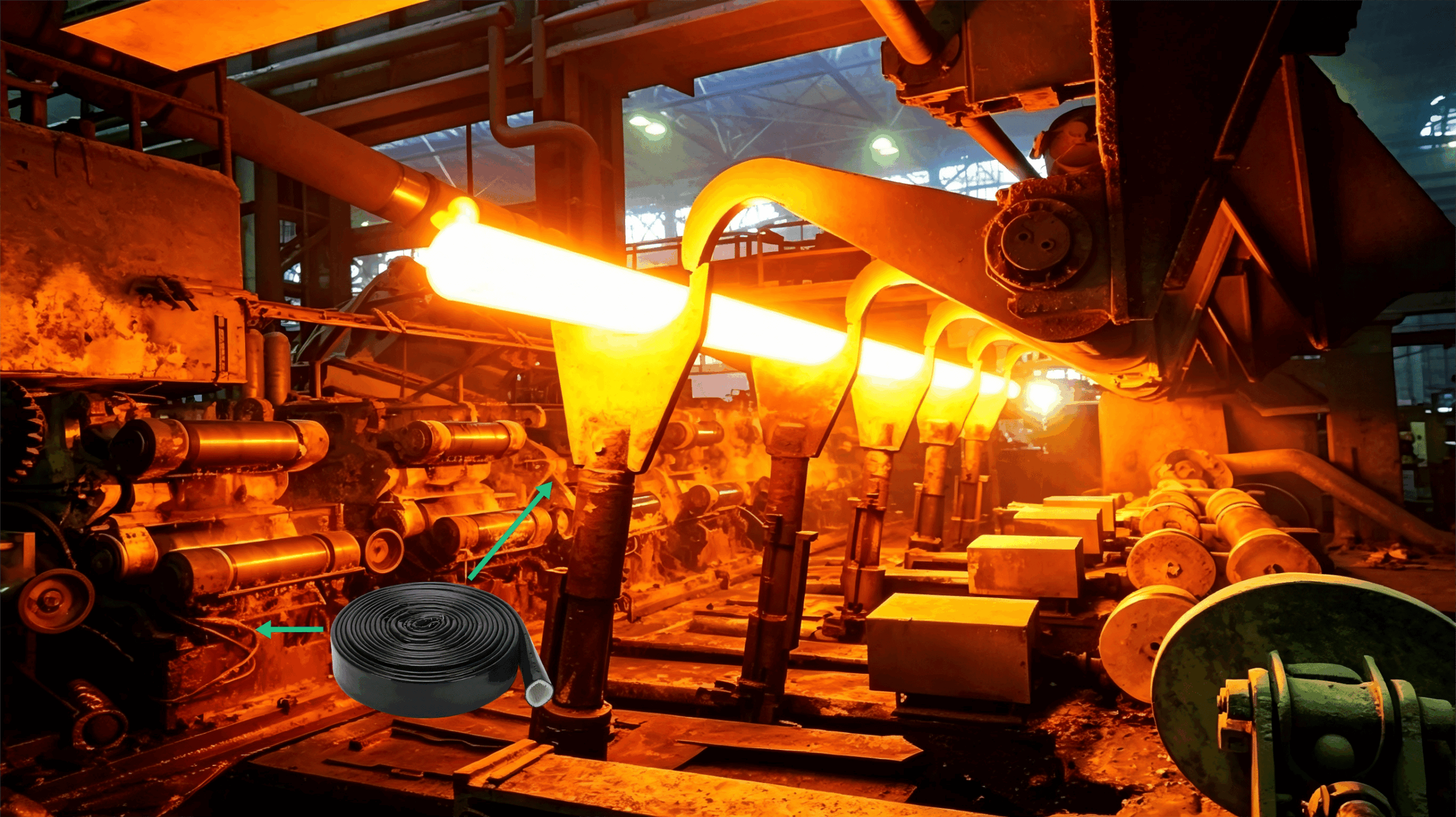 Silicone Fiberglass Sleeve for Metallurgical Rolling Mill