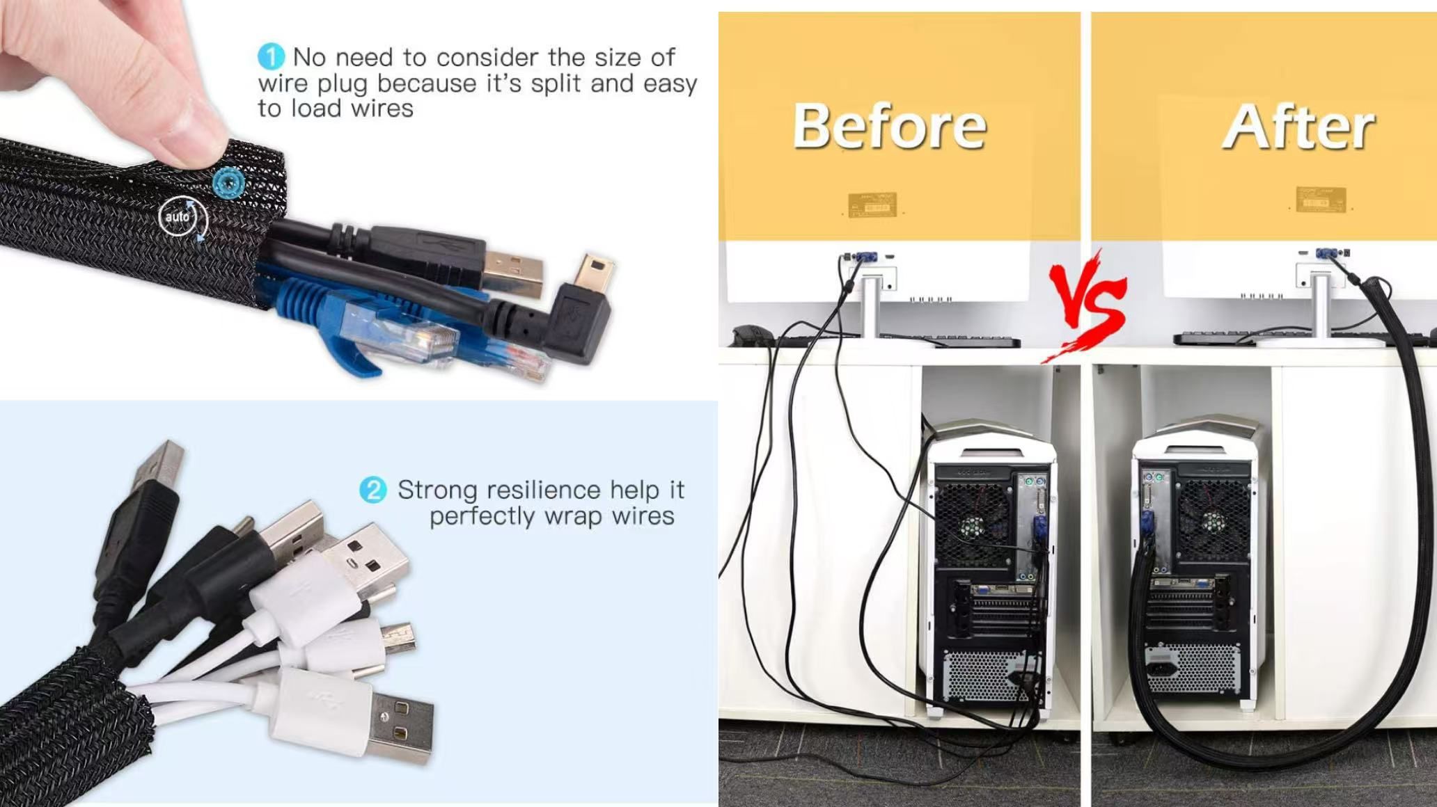 self closing braided sleeving 