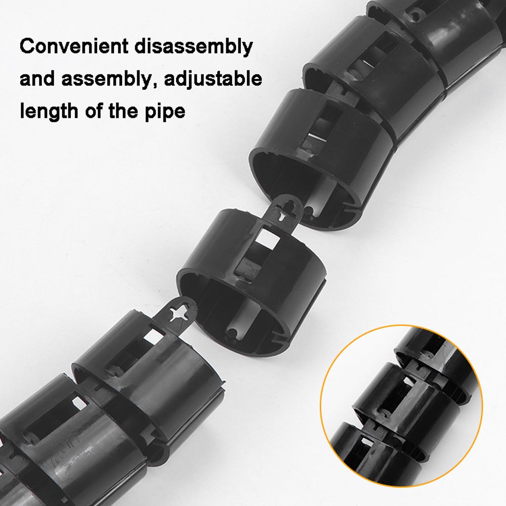 Black desk cable management spine detail