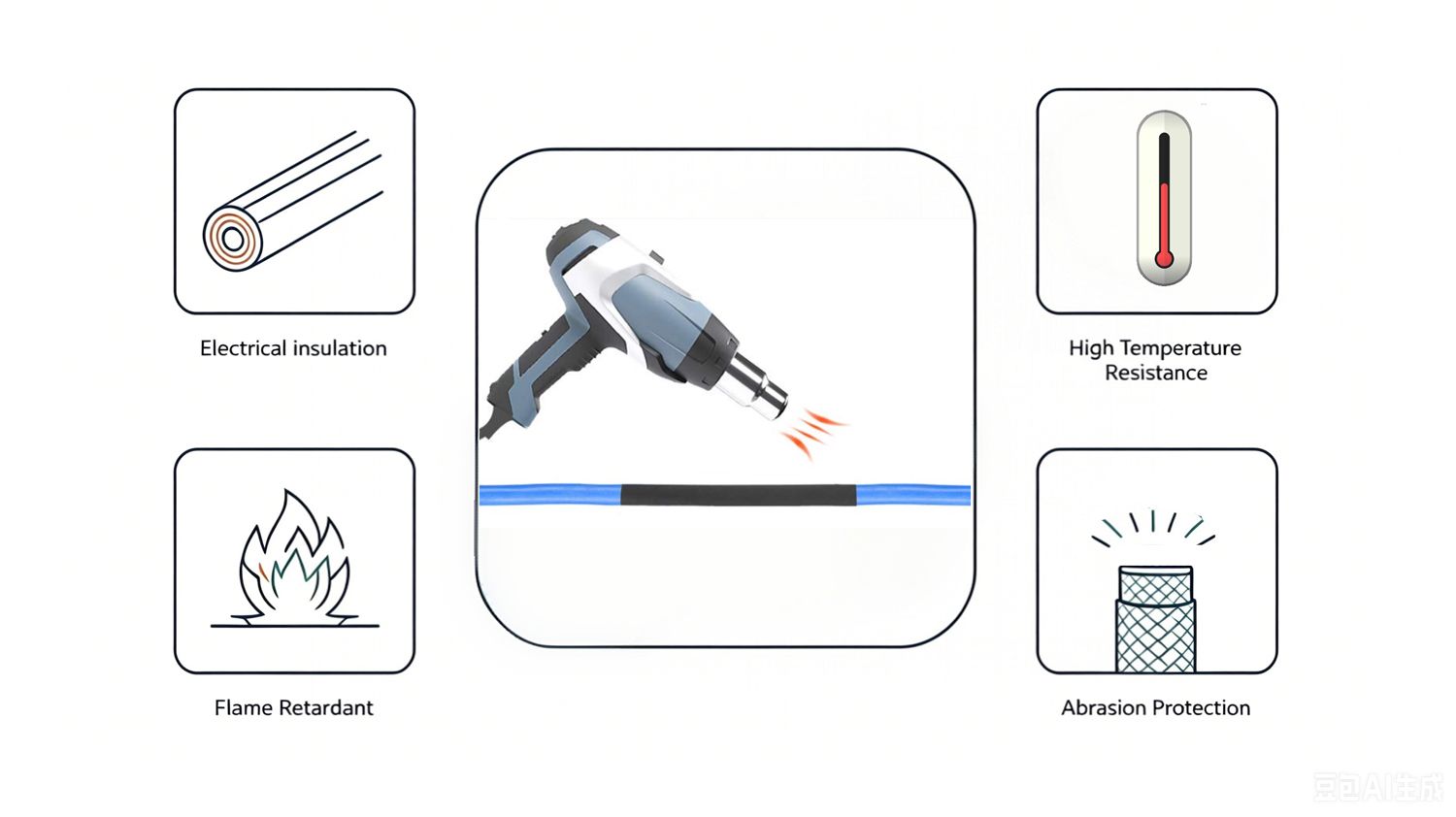 Illustration of Heat Shrink Tubing Product Functions