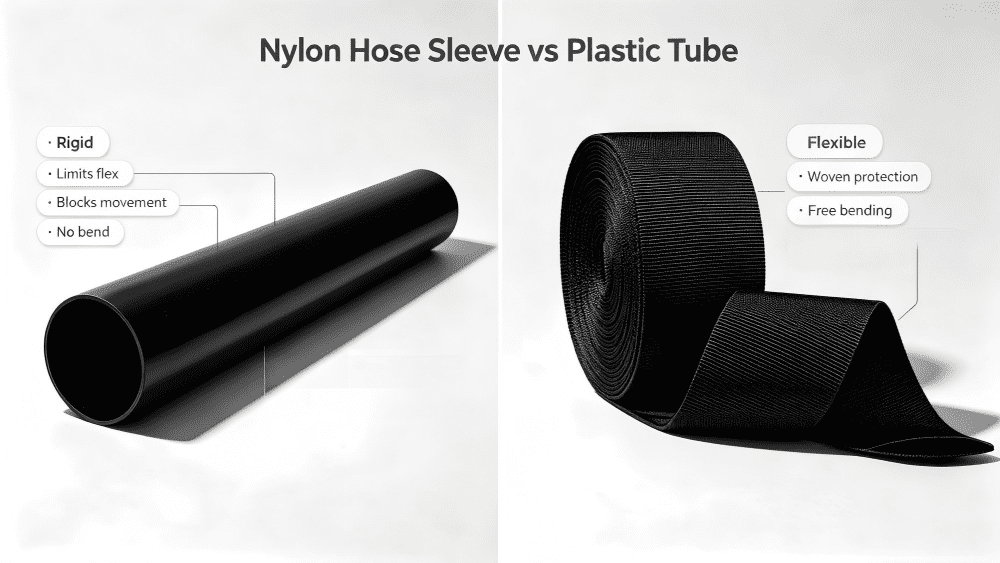 Nylon hose sleeve VS plastic tube Nylon hose sleeve VS plastic tube