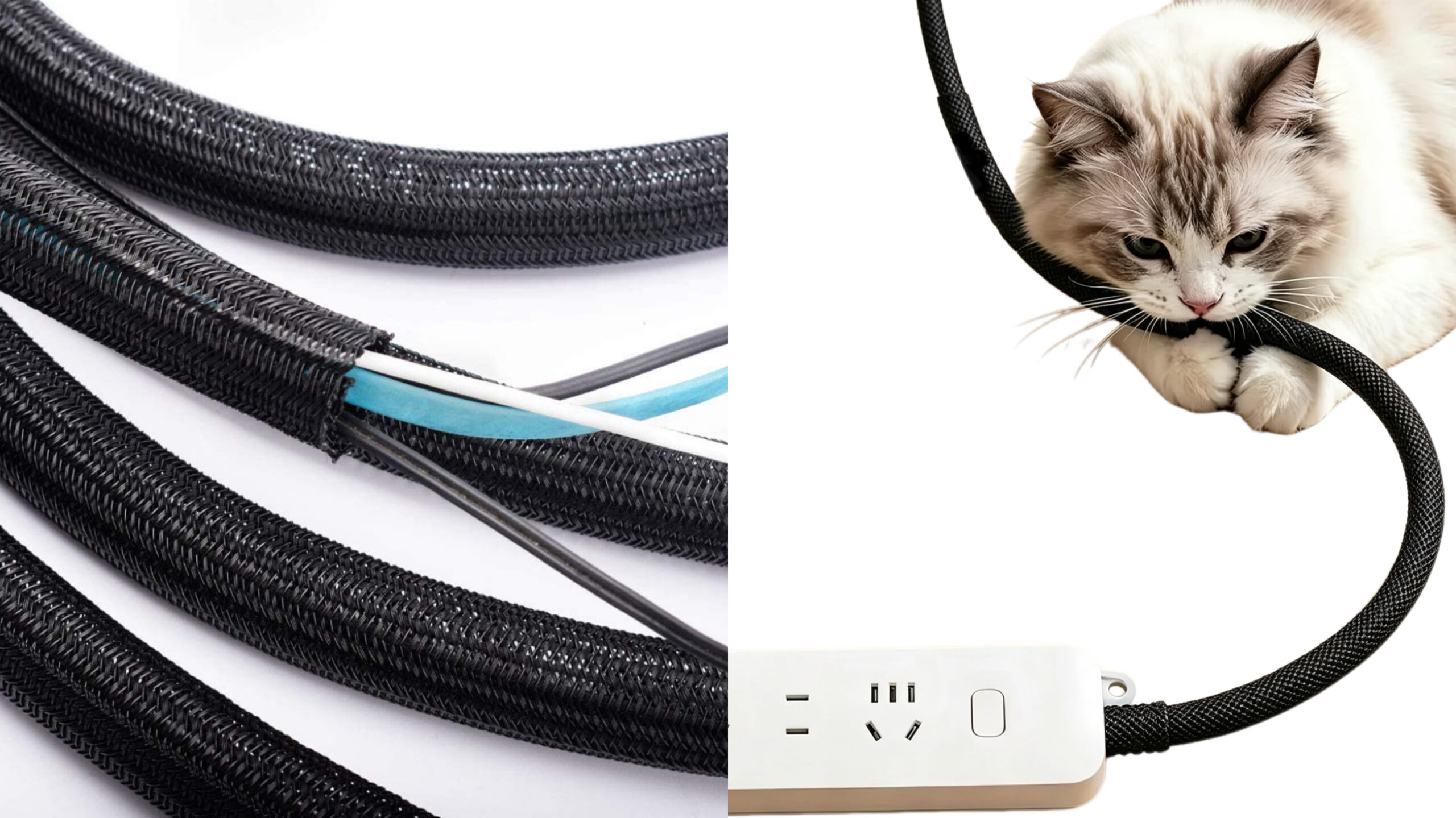 Split Braided Wire Loom and Cats Biting the Wire