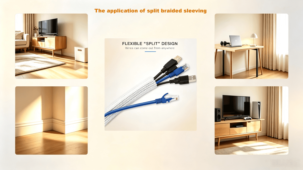 the application of spilt braided sleeve