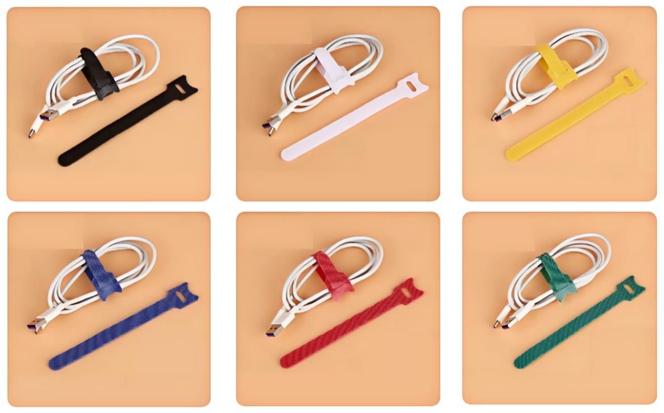 Multiple conventional lengths and rich optional colors are available, supporting color classification identification of different circuits. Suitable for home offices, data centers, industrial electrical engineering and other scenarios, realize personalized classified custom cable management. </p>
<h3>3.Halogen-Free High-Grade Raw Material, Safe & Wear-Resistant</h3>
<p> Made from soft‑touch, premium halogen‑free materials, this velcro cable ties safely accommodates fragile fiber‑optic cables as well as standard high‑voltage power lines. Boasting strong wear resistance, it performs well in high‑activity zones and harsh working conditions while complying with major international safety standards, making it a dependable premium cable management solution for both residential and professional‑commercial applications. Multiple conventional lengths and rich optional colors are available, supporting color classification identification of different circuits. Suitable for home offices, data centers, industrial electrical engineering and other scenarios, realize personalized classified custom cable management.</p>
<h3>3.Halogen-Free High-Grade Raw Material, Safe & Wear-Resistant</h3>
<p>Made from soft‑touch, premium halogen‑free materials, this velcro cable ties safely accommodates fragile fiber‑optic cables as well as standard high‑voltage power lines. Boasting strong wear resistance, it performs well in high‑activity zones and harsh working conditions while complying with major international safety standards, making it a dependable premium cable management solution for both residential and professional‑commercial applications.