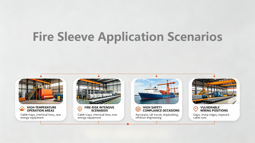 Fire sleeve cable protection applications Fire sleeve cable protection applications