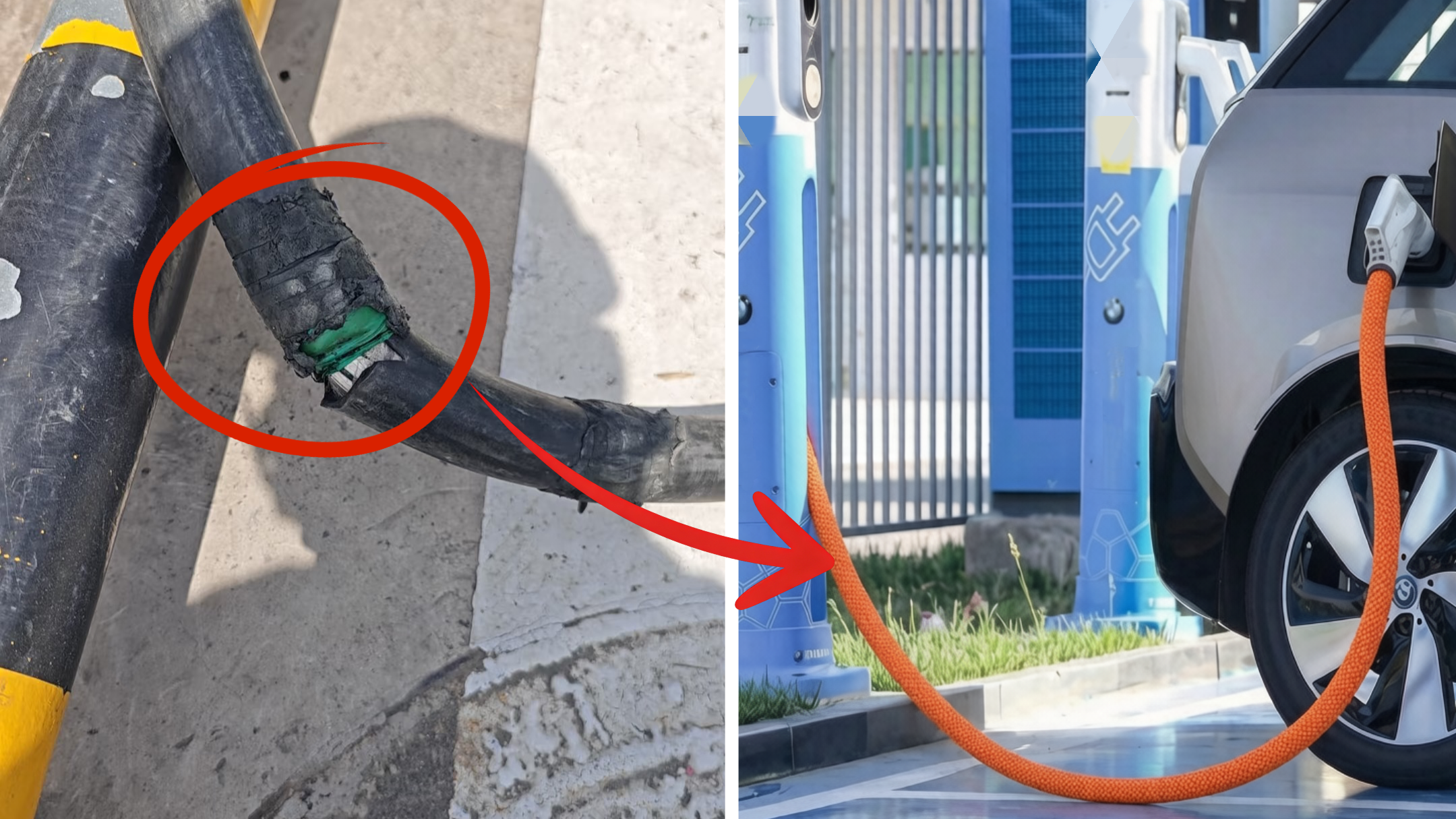 EV charging cable protection from ground abrasion