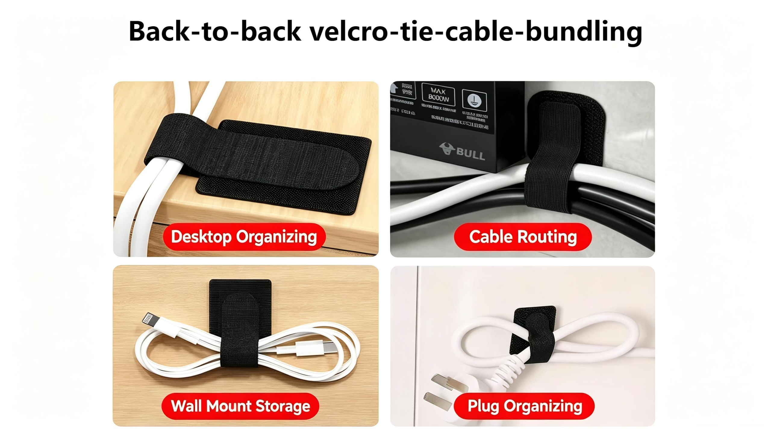 Back-to-back velcro tie cable bundling