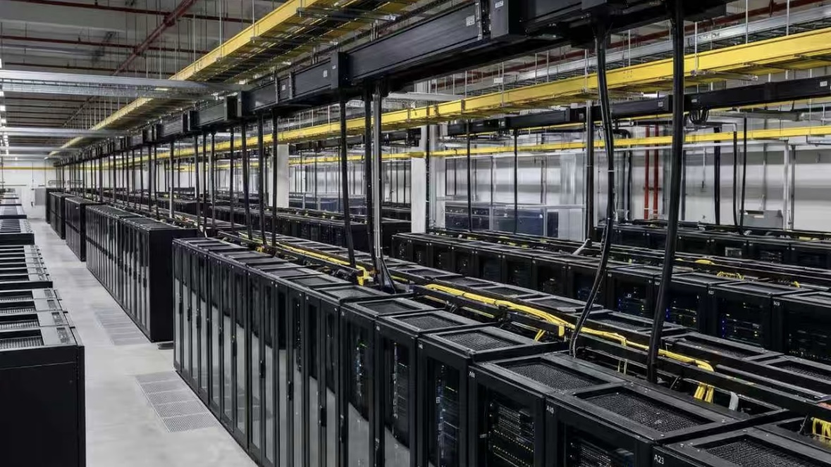 Cable management inside a data center cabinet Cable management inside a data center cabinet